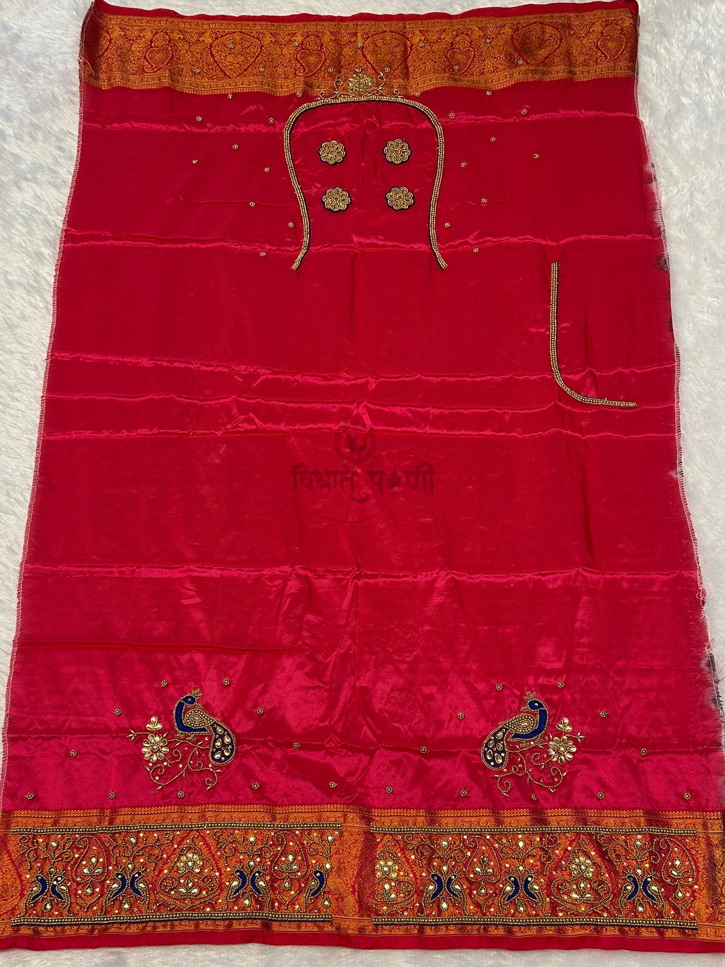 Gadhwal Semi Paithani Saree- Designer Work Blouse