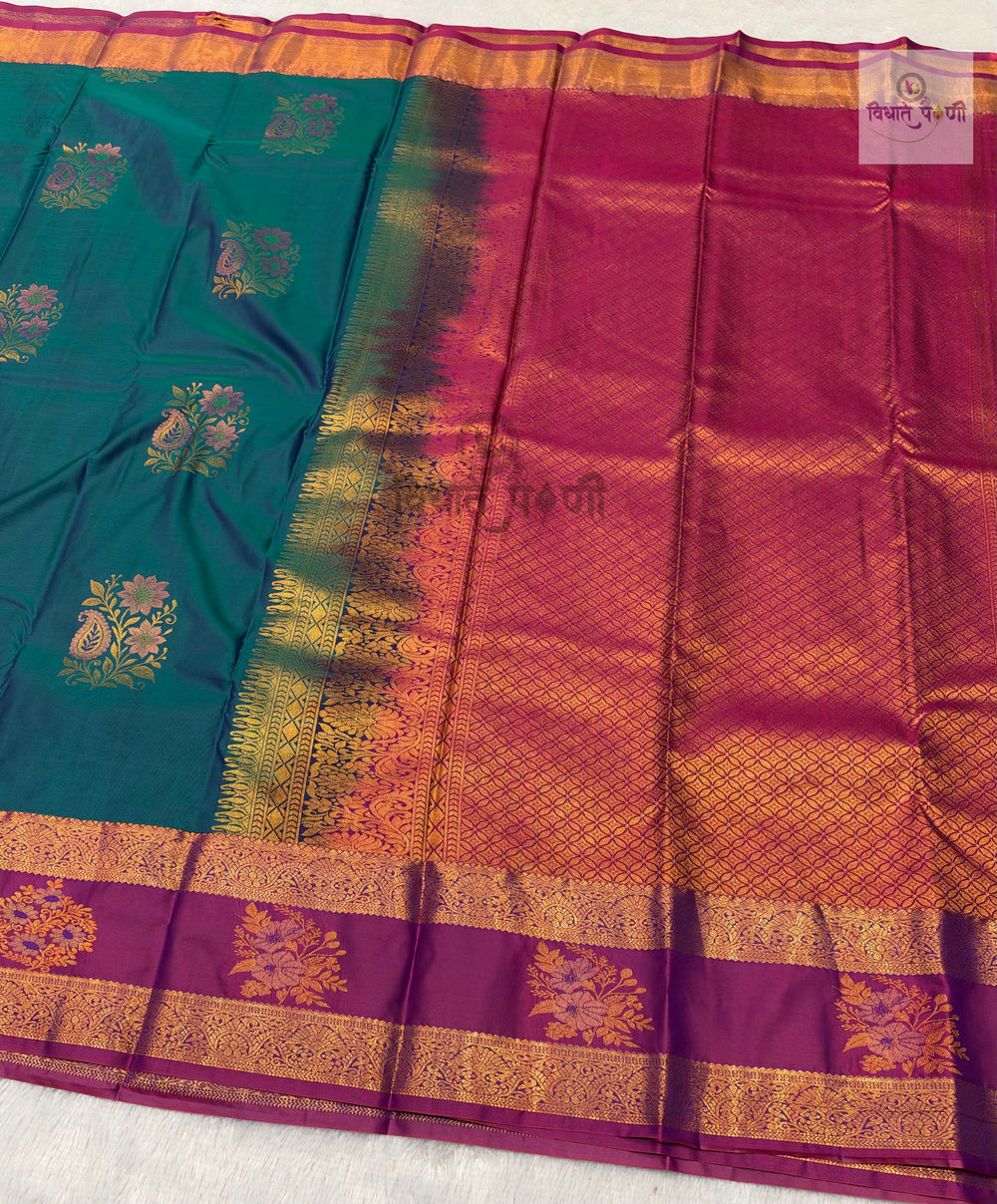Gadhwal Semi Silk Saree — close detail of the weave — Vidhate Paithani