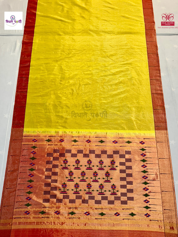 Handloom Pure Tissue Single Munia Paithani Saree - 2