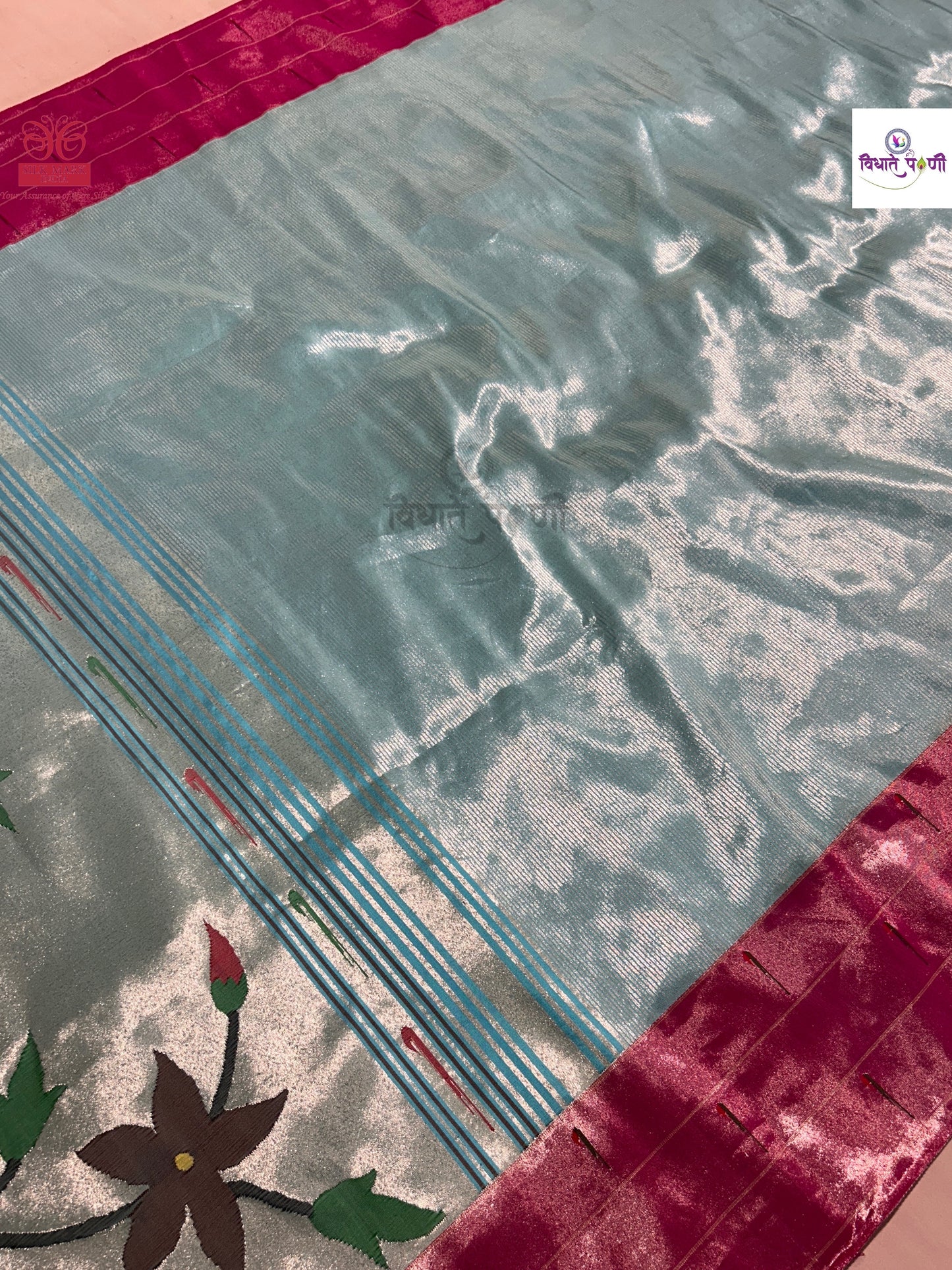 Handloom Pure Silk Triple Munia Border Paithani Saree