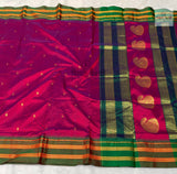 Narayanpeth Single Ply Pure Silk Saree - Dalimbi