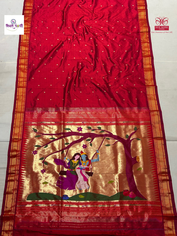 Handloom Pure Silk Paithani Saree - Designer Pallu - Maroon