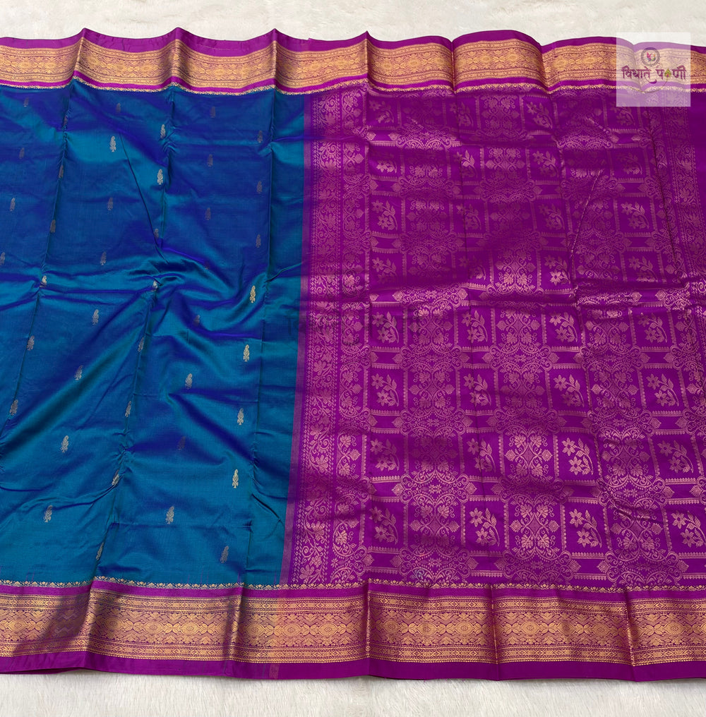 Kanjivaram Pure Silk Saree- Peacock Blue