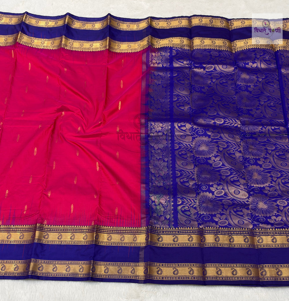 Kanjivaram Pure Silk Saree- Red Pink Mix