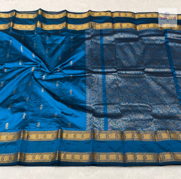 Kanjivaram Pure Silk Saree- Sulphate Blue