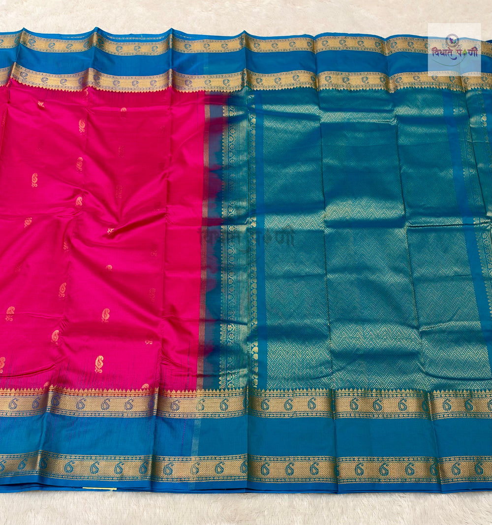 Kanjivaram Pure Silk Saree- Hot Pink