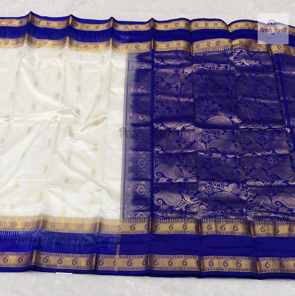 Kanjivaram Pure Silk Saree- White