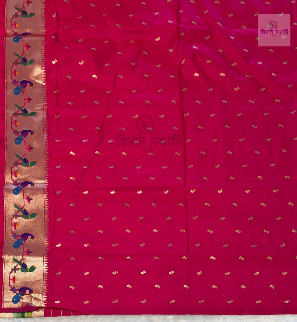 Brocade Soft Silk Paithani Saree- Hot Pink
