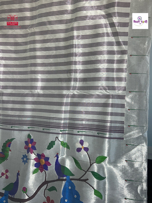 Handloom Pure Silk Single Munia Border Paithani Saree