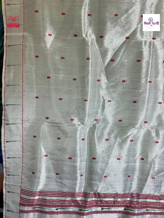 Handloom Pure Tissue Single Munia Border Paithani Saree