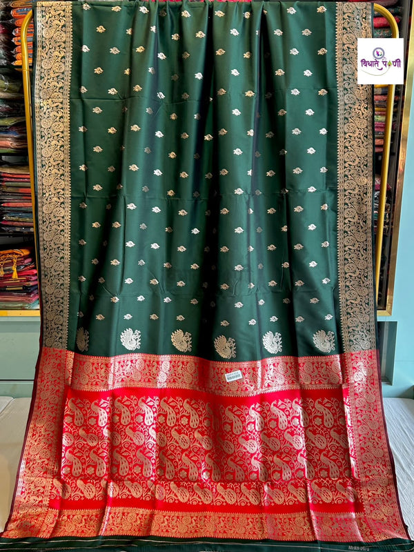 Peshwai Soft Silk Saree with Contrast Blouse Piece