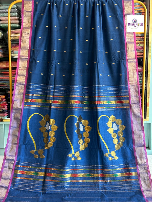 Handloom Pure Cotton Paithani Saree- Nath Pallu