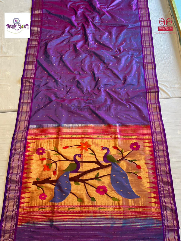 Handloom Pure Silk Paithani Saree - Designer Pallu - 11