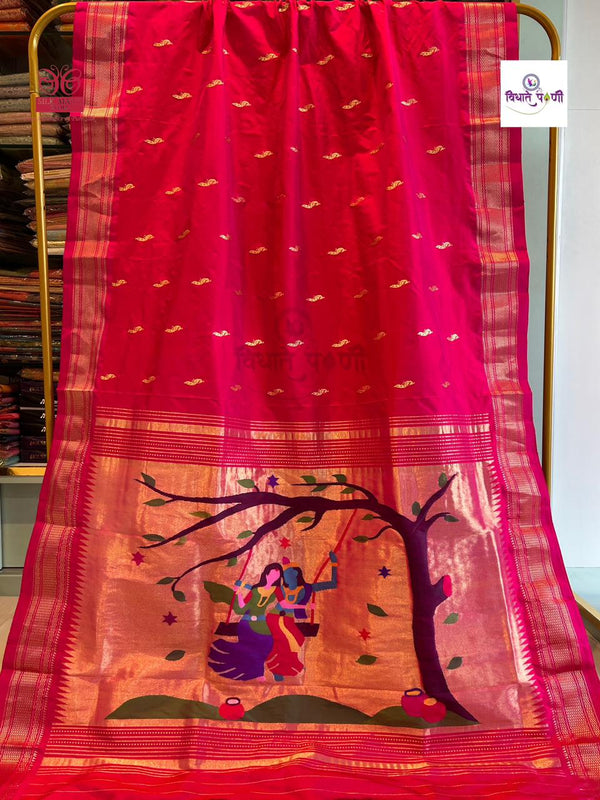 Handloom Pure Silk Paithani Saree - Designer Pallu - 12