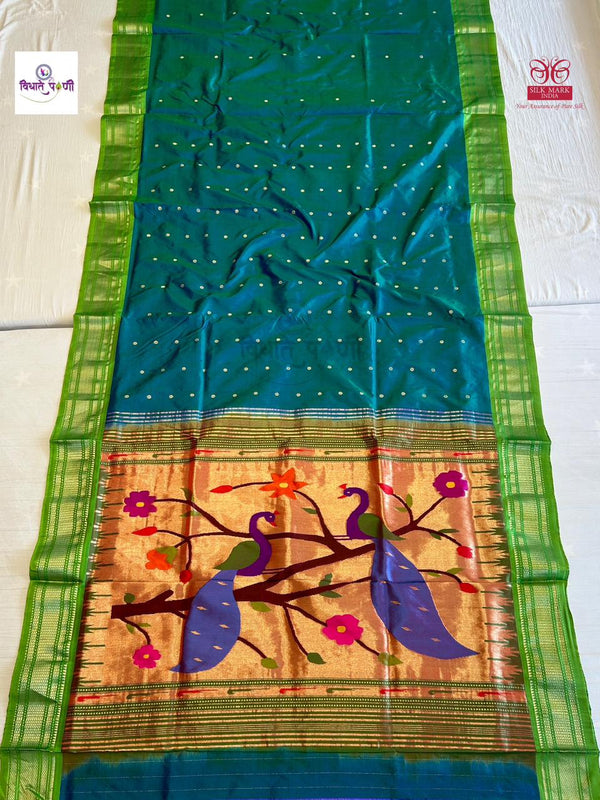 Handloom Pure Silk Paithani Saree - Designer Pallu - 10