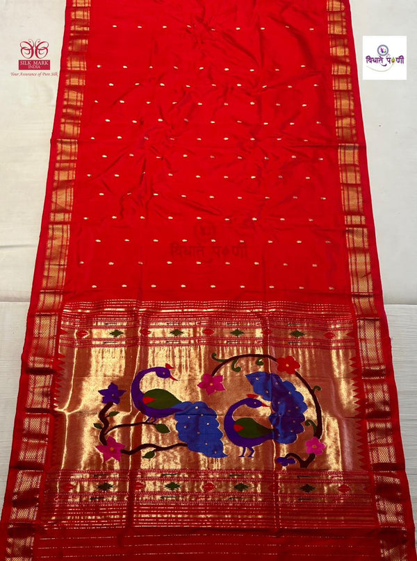 Handloom Pure Silk Paithani Saree - Designer Pallu - 7