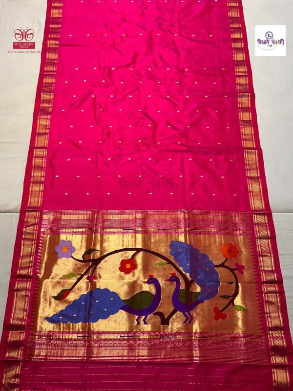 Handloom Pure Silk Paithani Saree - Designer Pallu - 9