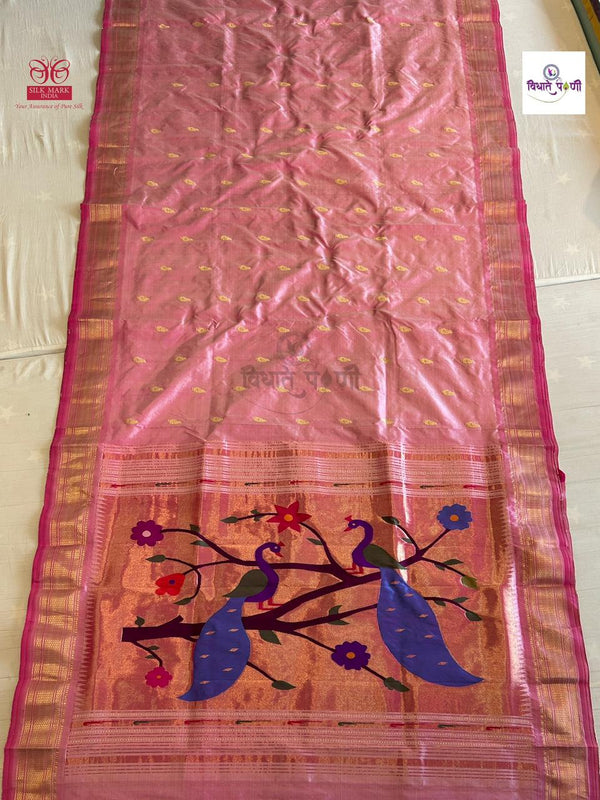 Handloom Pure Silk Paithani Saree - Designer Pallu - 6
