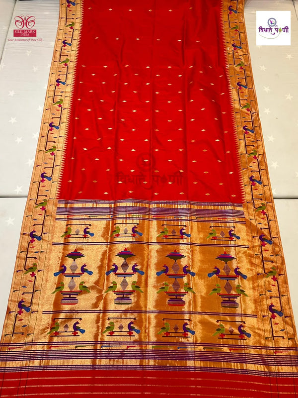 Handloom Pure Silk Paithani Saree - Brocade Border - 3