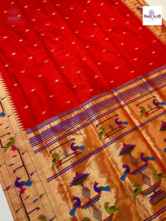 Handloom Pure Silk Paithani Saree- Brocade Border