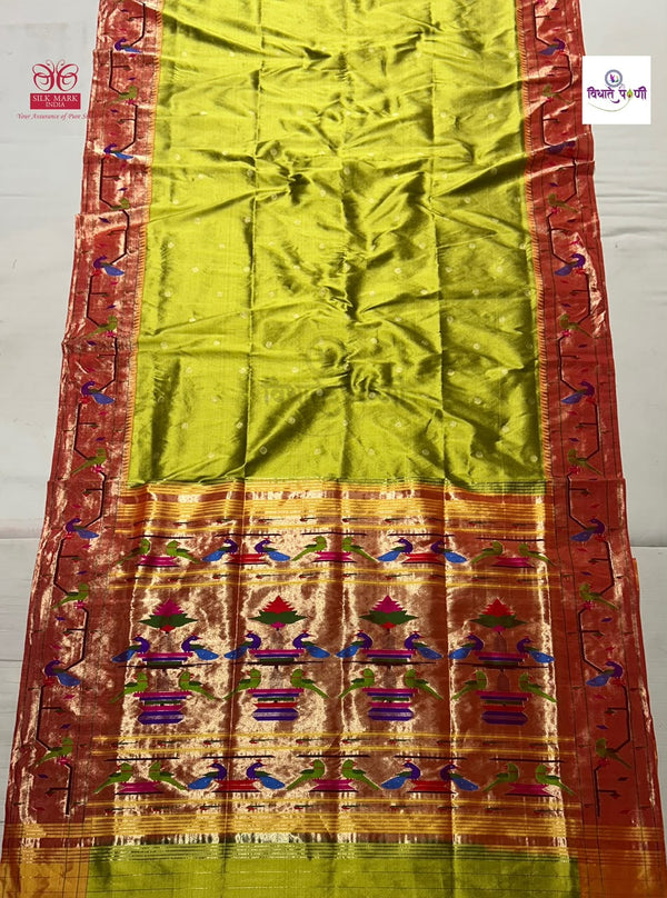 Handloom Pure Silk Paithani Saree - Brocade Border - 2