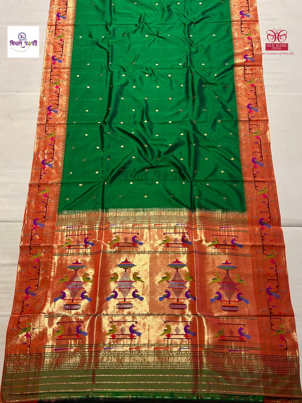 Handloom Pure Silk Paithani Saree - Brocade Border - 4