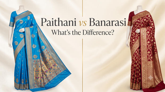 Paithani vs Banarasi saree comparison — differences in weaving technique, motifs and borders