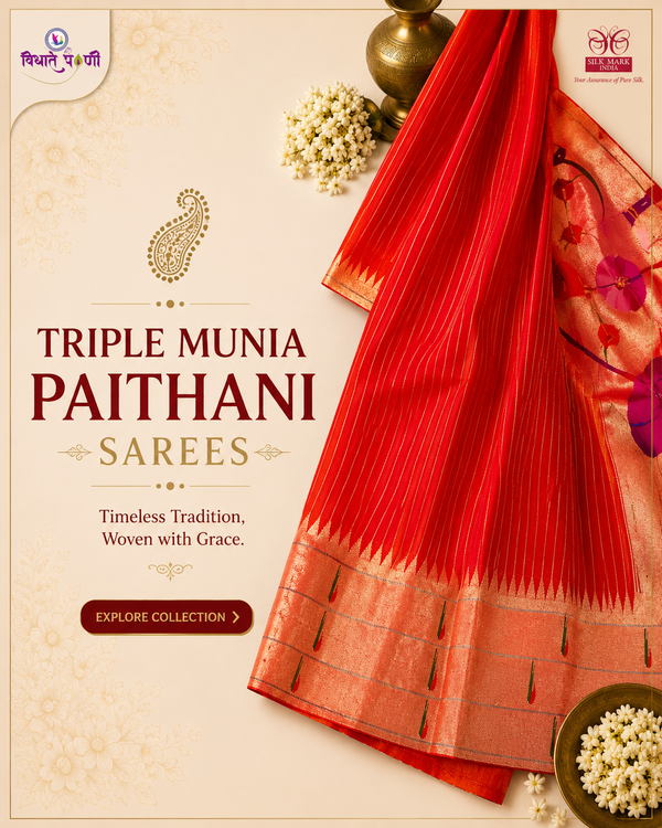 Triple Munia Paithani Saree