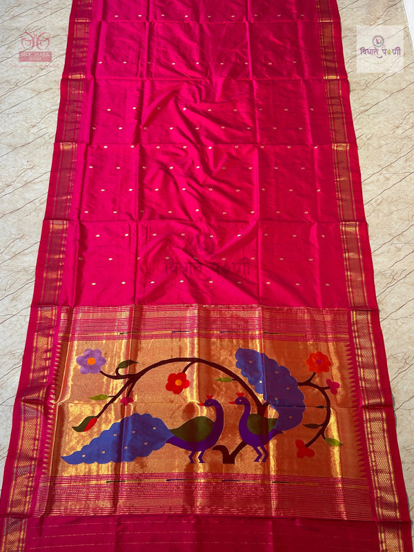 Handloom Pure Silk Paithani Saree - Designer Peacock Pallu