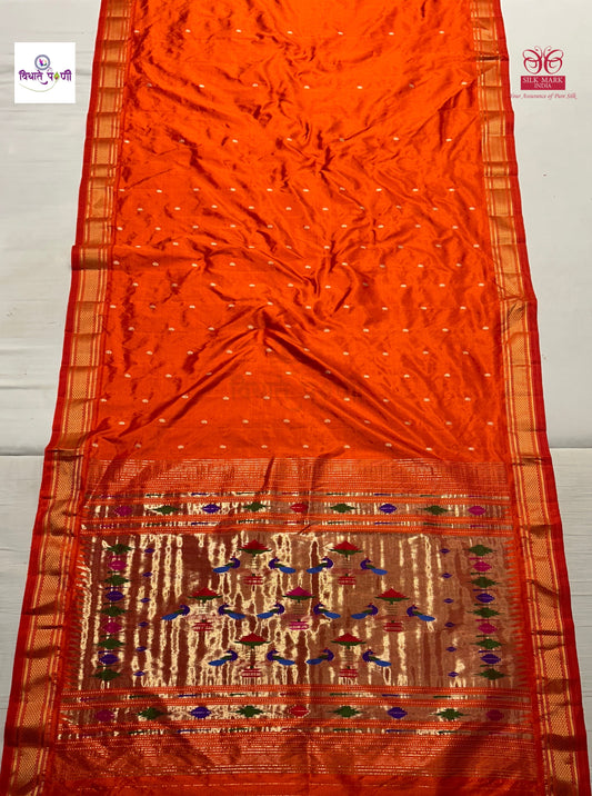 Handloom Pure Silk Double Pallu Paithani Saree