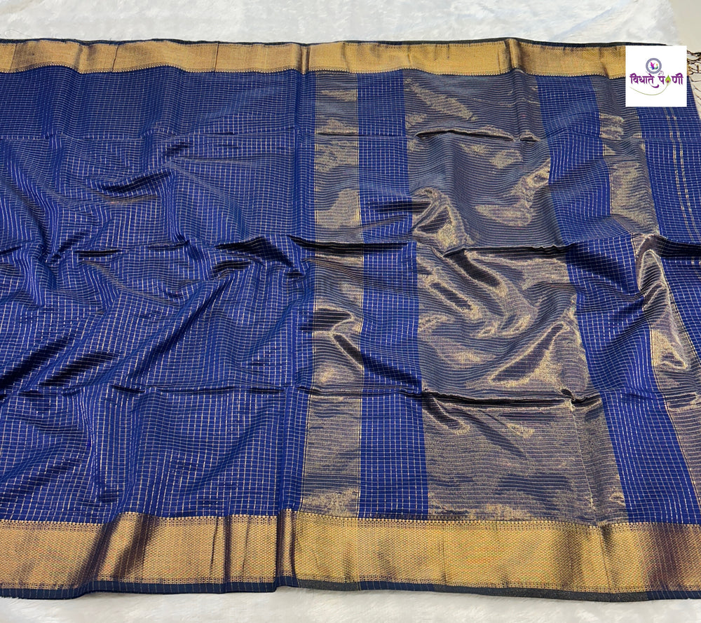 Handloom Pure Silk by Cotton Maheshwari Sarees- Chex