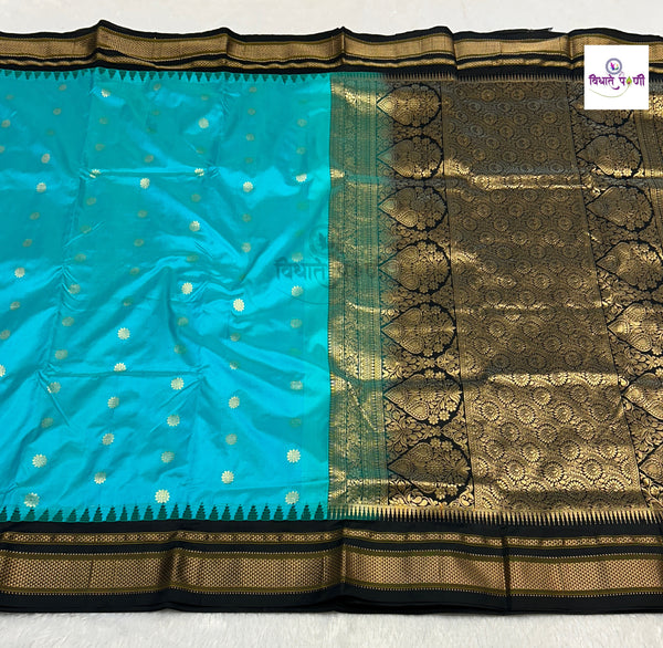 Traditional Pure Silk Irkal Butta Sarees - Pastel Blue