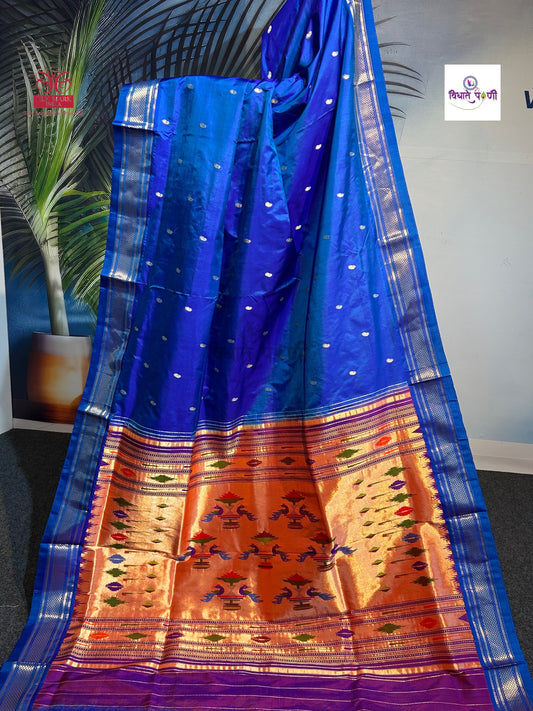 Handloom Pure Silk Double Pallu Paithani Saree