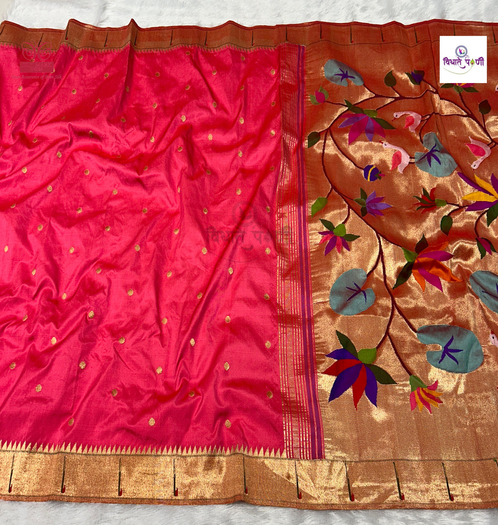 Exclusive Handloom Pure Silk Single Munia Paithani Saree- Aboli