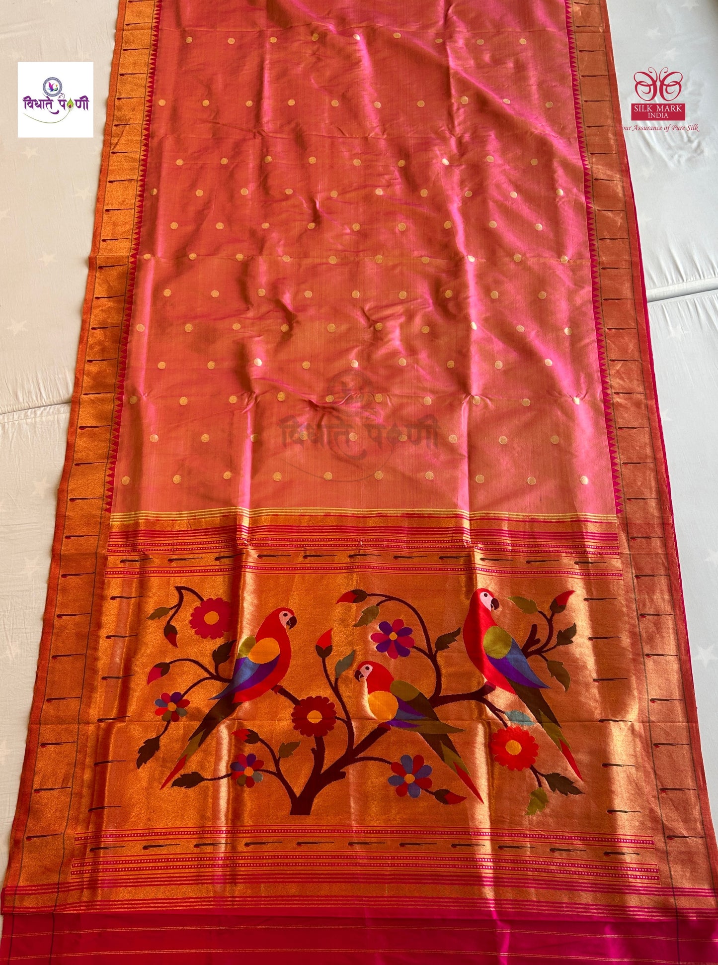 Handloom Pure Silk Single Munia Paithani Saree