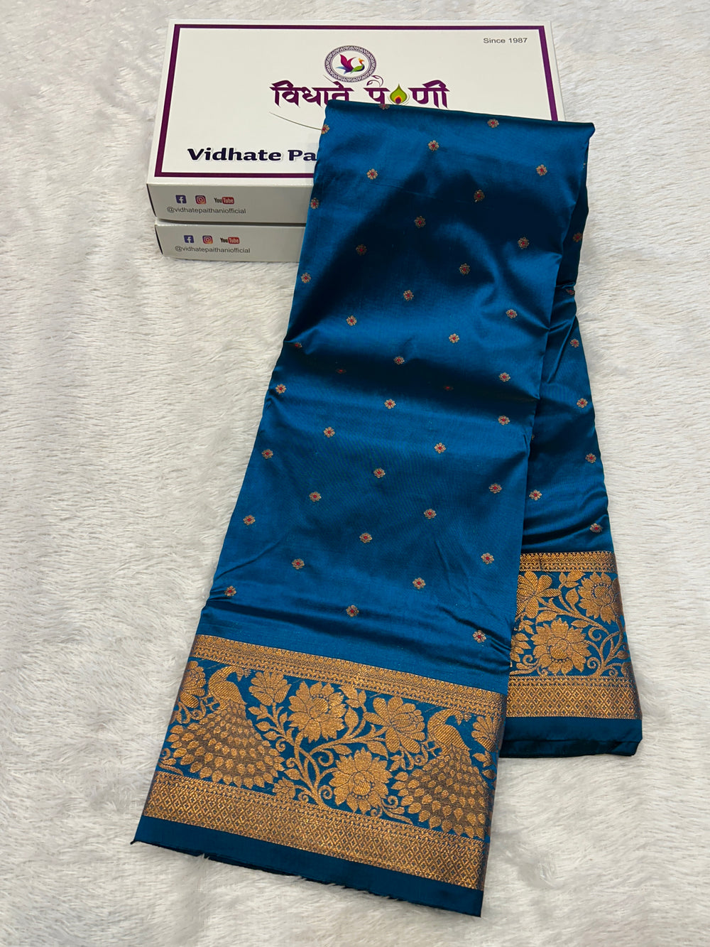 Kalanjali Soft Silk Paithani Saree - Sulphate Blue