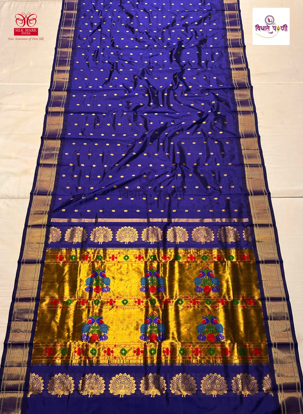 Handloom Pure Silk Kalanjali Paithani Saree- Blue