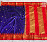 Traditional Pure Silk Irkal Butta Sarees- Temple Border - Blue