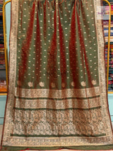 Peshwai Soft Silk Saree- Anjeri — full saree draped and laid flat — Vidhate Paithani