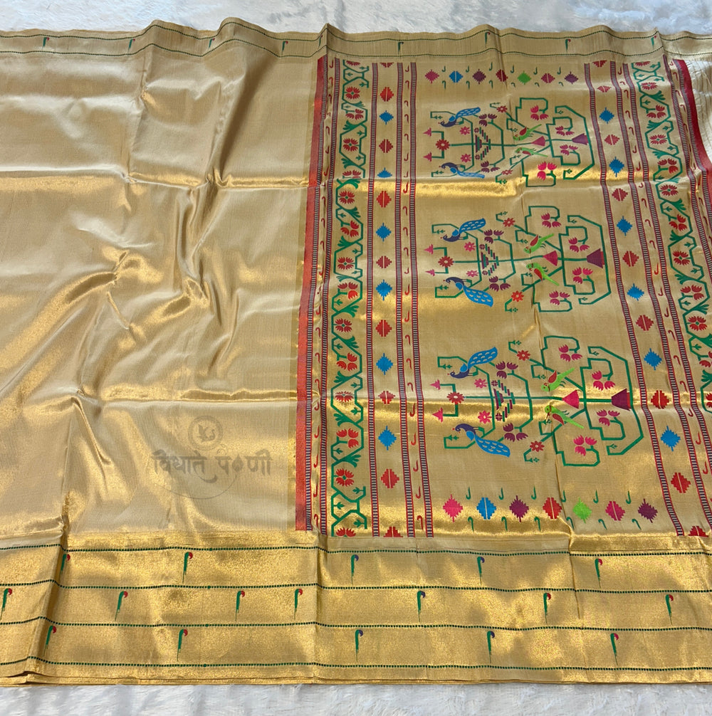 Powerloom Pure Silk Munia Paithani Saree – Stripes