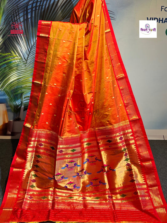 Handloom Pure Silk Double Pallu Paithani Saree