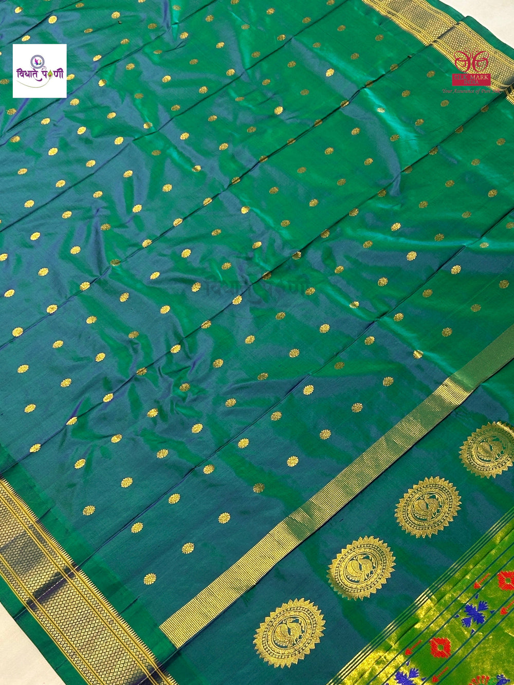 Handloom Pure Silk Kalanjali Paithani Saree- Sea Green