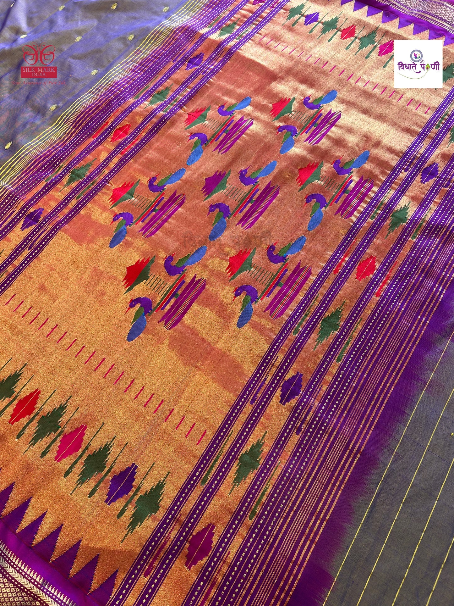 Handloom Pure Silk Double Pallu Paithani Saree