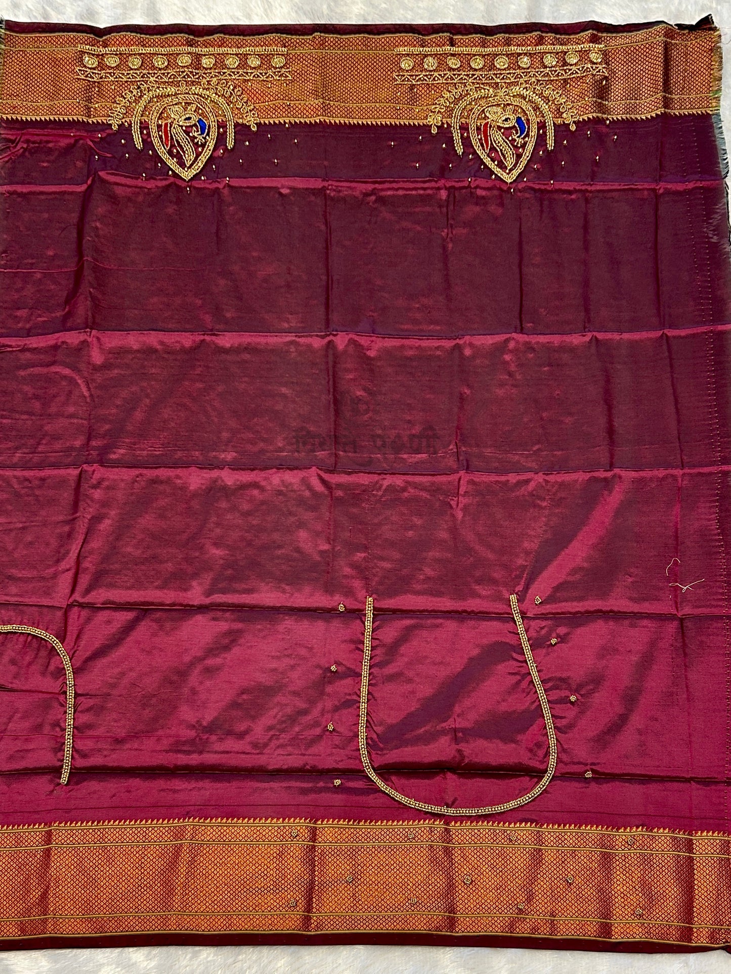 Kalanjali Semi Paithani Saree- Designer Work Blouse