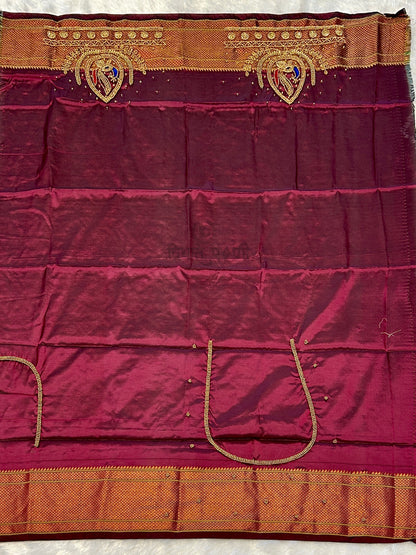 Kalanjali Semi Paithani Saree- Designer Work Blouse