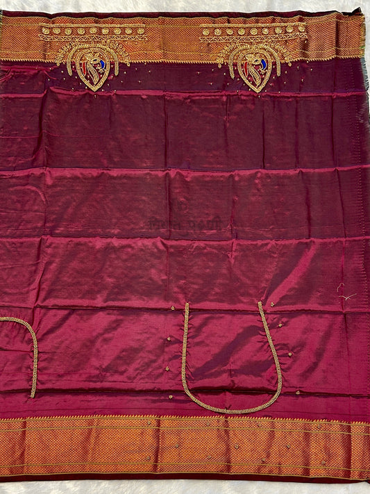Kalanjali Semi Paithani Saree- Designer Work Blouse