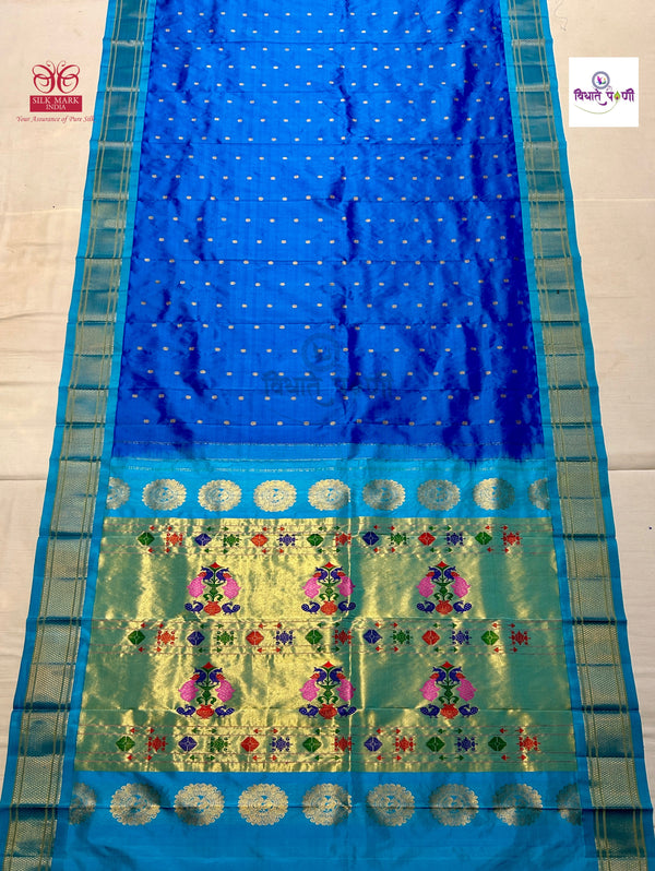 Handloom Pure Silk Kalanjali Paithani Saree- Royal Blue