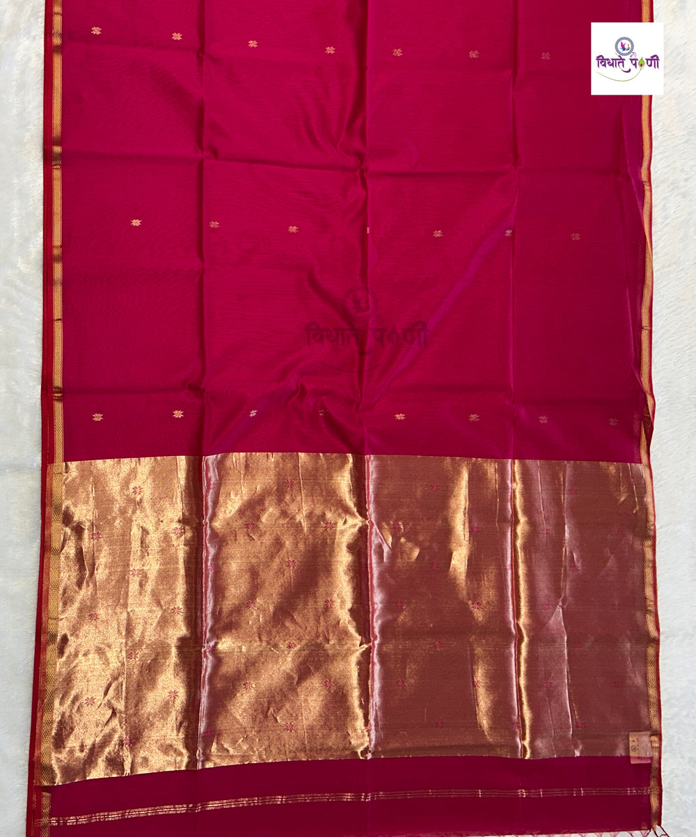 Handloom Pure Silk by Cotton Maheshwari Sarees- Stripes
