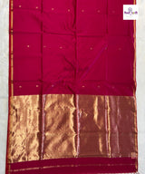 Handloom Pure Silk by Cotton Maheshwari Sarees- Stripes — full saree draped and laid flat — Vidhate Paithani, Yeola