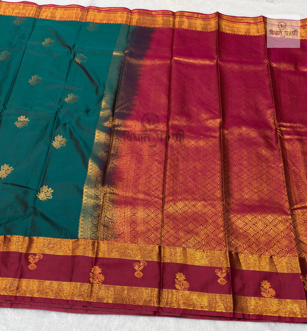 Gadhwal Semi Silk Saree — close detail of the weave — Vidhate Paithani